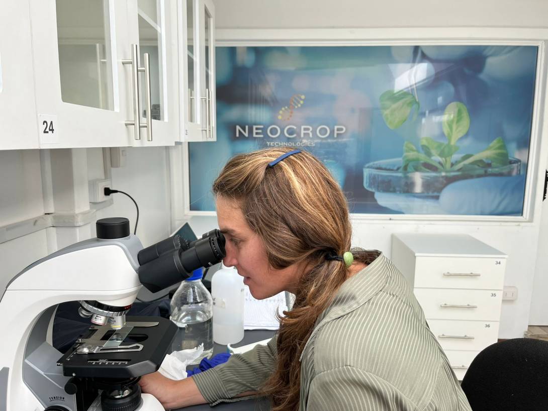 La doctora Lichtin durante su jornada de trabajo en laboratorio en Neocrop.